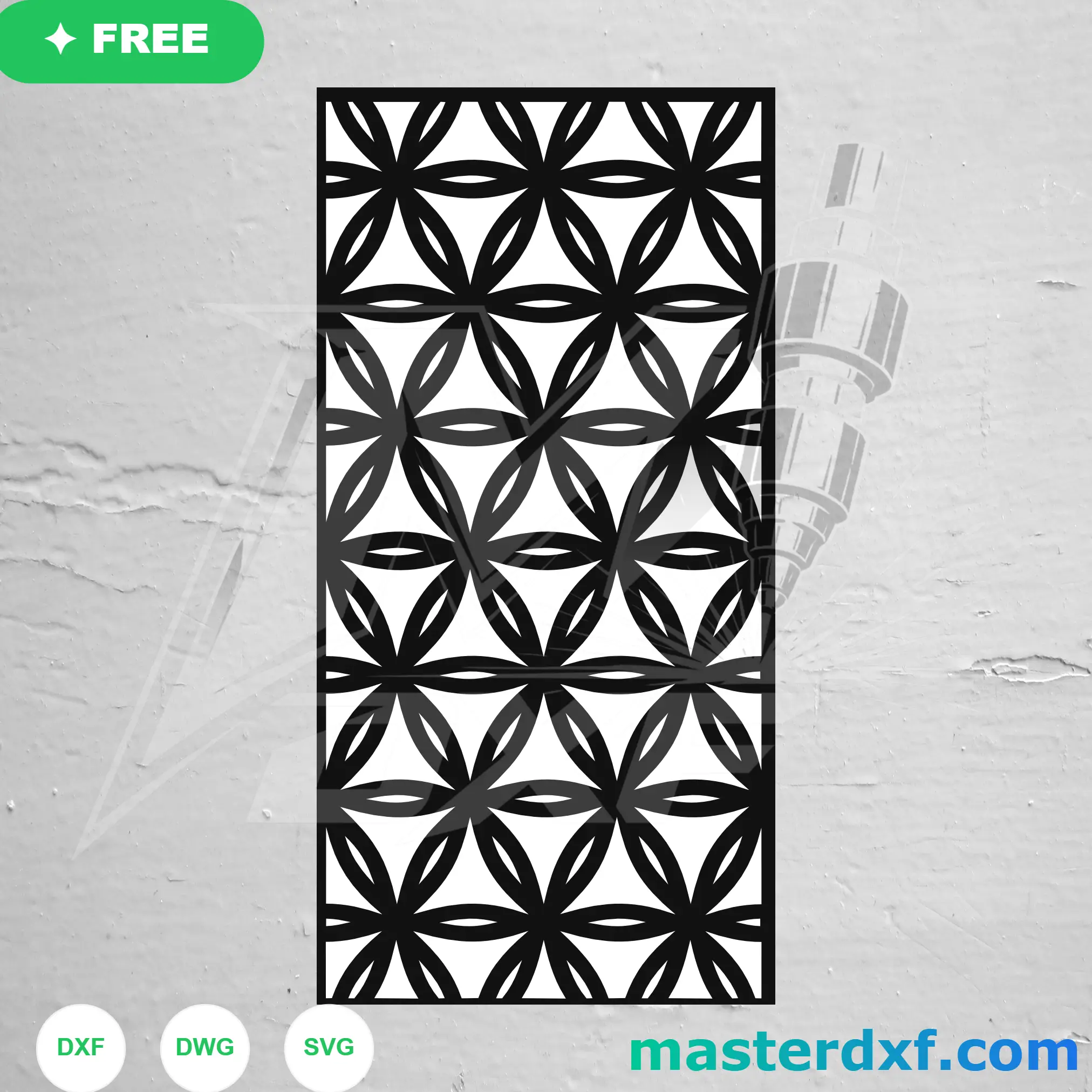 Interlocking Flower Circle DXF Pattern for Continuous Petal Screens DXF File